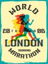 World marathon series retro poster.