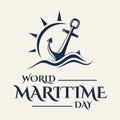 World Maritime Day with anchor in flat style