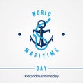 World Maritime Day with anchor in flat style