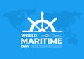 World maritime day background with ship steer wheel and earth globe map Royalty Free Stock Photo