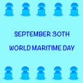 The jellyfishes on the cyan background - World Maritime Day