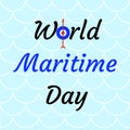 World Maritime Day. September 27. Event name, compass needle, background wave