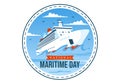 World Maritime Day Vector Illustration with Sea and Ship for Shipping Safety and Security and the Marine Environment in Nautical