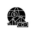 World markets black icon, vector sign on isolated background. World markets concept symbol, illustration Royalty Free Stock Photo