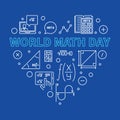 World Math Day concept vector outline heart-shaped banner - Math illustration Royalty Free Stock Photo