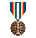 World medal bronze, isolated on white