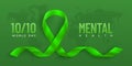 World Mental day vector banner with green ribbon Royalty Free Stock Photo