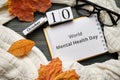 World Mental Health Day of autumn month calendar october