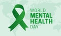 World Mental Health Day Background Illustration and Green Ribbon Royalty Free Stock Photo