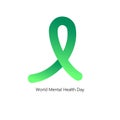 World mental health day concept. Green awareness ribbon on white background