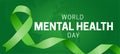 World Mental Health Day Green Background Illustration with Green Ribbon Royalty Free Stock Photo