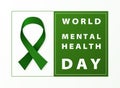 World mental health day green ribbon card background. You can use for world health day on April 7th, ad, poster, campaign artwork