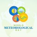 World Meteorological Day with meteorology science and researching weather