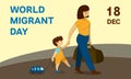 World migrant day concept banner, cartoon style Royalty Free Stock Photo