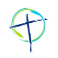 World Ministry Brush Abstract Cross Symbol Design