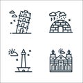 World monument line icons. linear set. quality vector line set such as cathedral, monas, igloo