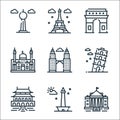 World monument line icons. linear set. quality vector line set such as white house, monas, forbidden city, pisa tower, twin tower