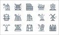 World monument line icons. linear set. quality vector line set such as cathedral, twin tower, fernsehturm berlin, pisa tower,