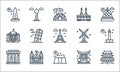 World monument line icons. linear set. quality vector line set such as forbidden city, stonehenge, athens, torii gate, cathedral,