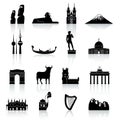 World Monuments and Culture Icon Set Royalty Free Stock Photo