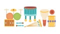 World Music Percussion: Drums & Mallets Collection, vector design Generative AI Royalty Free Stock Photo