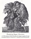 A 17th century Dutch drawing / engraving of a beggar couple