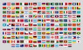 World national flags. Official country signs, europe emblems, asia and america countries flag flat vector set