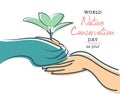 World Nature Conservation Day, 28 July, abstract poster of nature giving plant to human, illustration vector