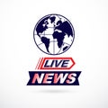 World news concept, vector globe illustration. Journalism theme, live news.