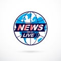 World news concept, vector globe illustration. Journalism theme, live news.