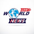 World news conceptual logo, vector globe illustration. Journalism concept.