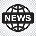World news flat vector icon. News symbol logo illustration. Business concept simple flat pictogram on isolated background. Royalty Free Stock Photo
