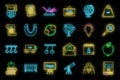 World Newtons day icons set vector neon Royalty Free Stock Photo