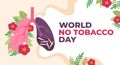 World no Tobacco Day poster, stop addiction, smoking quitting. Cigarettes awareness banner with healthy and diseased