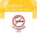 World no tobacco day sign with flat style isolated on white background. Graphics illustration world no smoking day icon sign Royalty Free Stock Photo