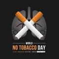 World no tobacco day, stop smoking before smoke stop you - Cigarette cross with smoke on red lung sign and black background vector Royalty Free Stock Photo