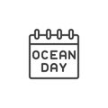 World ocean day calendar line icon