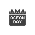World ocean day calendar vector icon