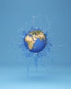 World Ocean Day, Earth Globe and Water Splash Behind Earth. 3D concept for World Ocean Day. Realistic earth and water splash on Royalty Free Stock Photo