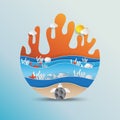 World oceans day concept design with paper art style. Royalty Free Stock Photo