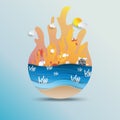 World oceans day concept design with paper art style. Royalty Free Stock Photo