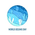 World oceans day concept in paper cut style Royalty Free Stock Photo