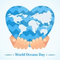 World oceans day heart Royalty Free Stock Photo