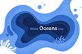 World oceans day ,stop ocean plastic pollution with  paper art style, sea animals  underwater,animal and environment protection Royalty Free Stock Photo