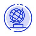 World, Office, Globe, Web Blue Dotted Line Line Icon