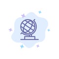 World, Office, Globe, Web Blue Icon on Abstract Cloud Background