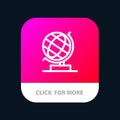 World, Office, Globe, Web Mobile App Button. Android and IOS Line Version Royalty Free Stock Photo