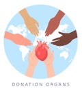 World organ donation day flat vector poster Royalty Free Stock Photo