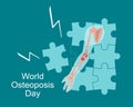 World Osteoporosis Day concept.Arthrosis human hand.Elbow joint disease and pain.Fragile and broken wrist bones falls apart by puz