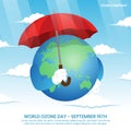 World Ozone Day design with an earth and an umbrella Royalty Free Stock Photo